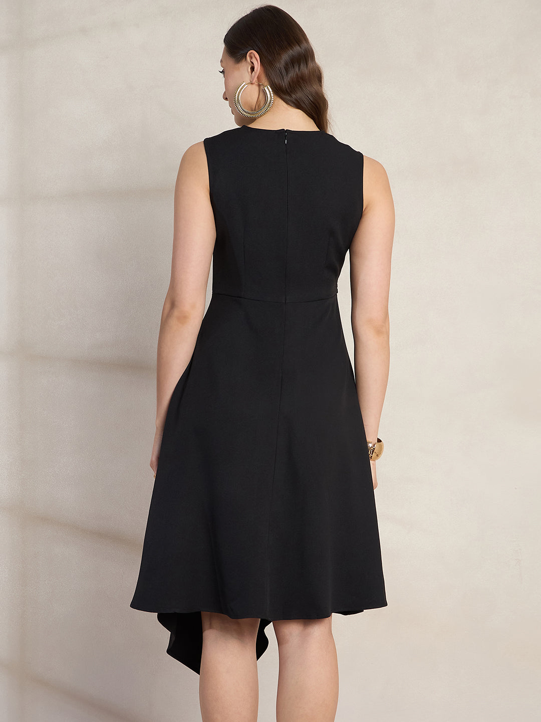 Black Asymmetrical Midi Dress