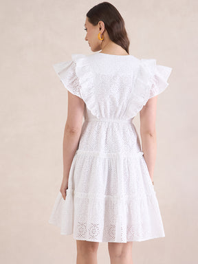 White Ruffle Tiered Mini Dress