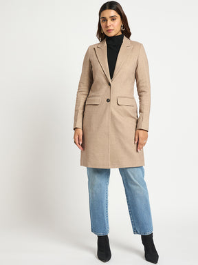 Light Brown Single Breasted Long Coat