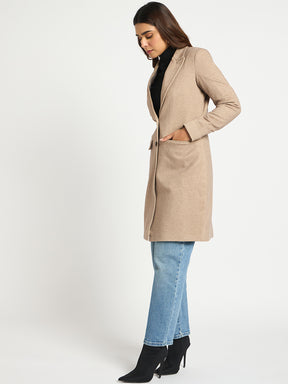 Light Brown Single Breasted Long Coat