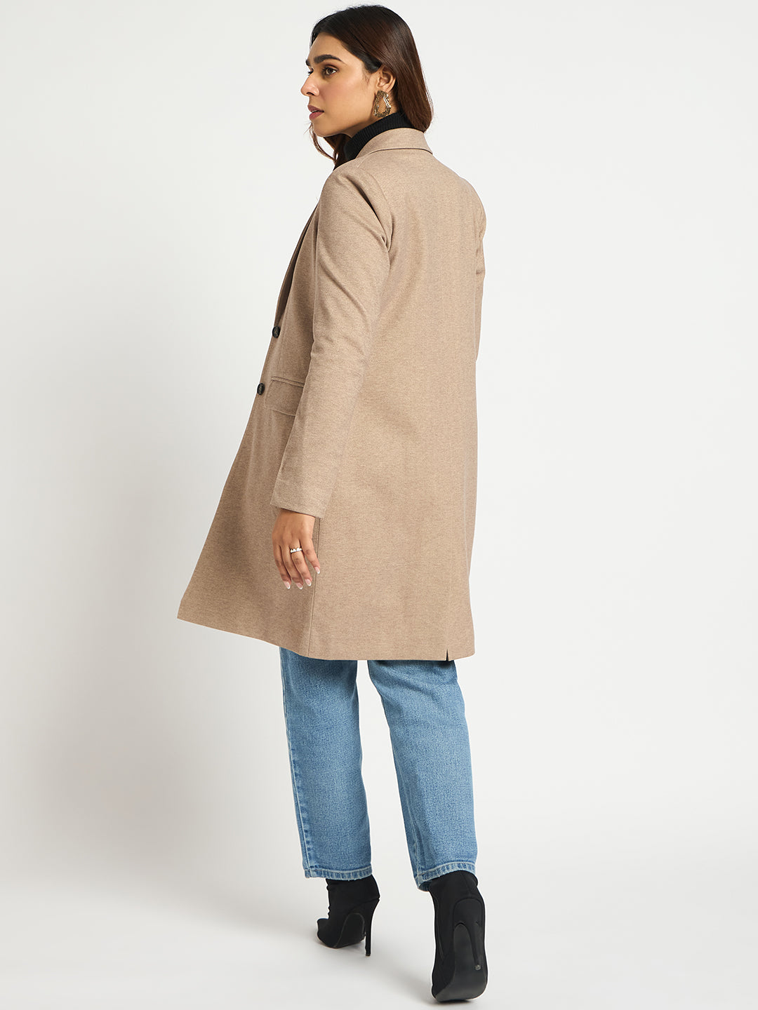 Light Brown Single Breasted Long Coat