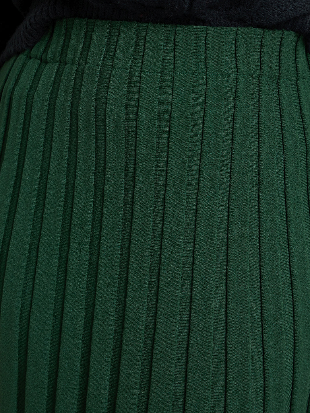 Forest Green Pleated Midi Knit Skirt