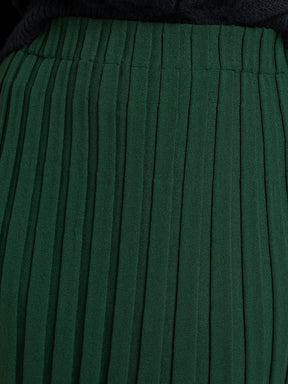 Forest Green Pleated Midi Knit Skirt