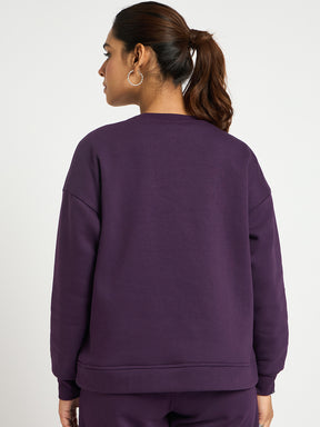 Purple Crew Neck Fleece Sweatshirt