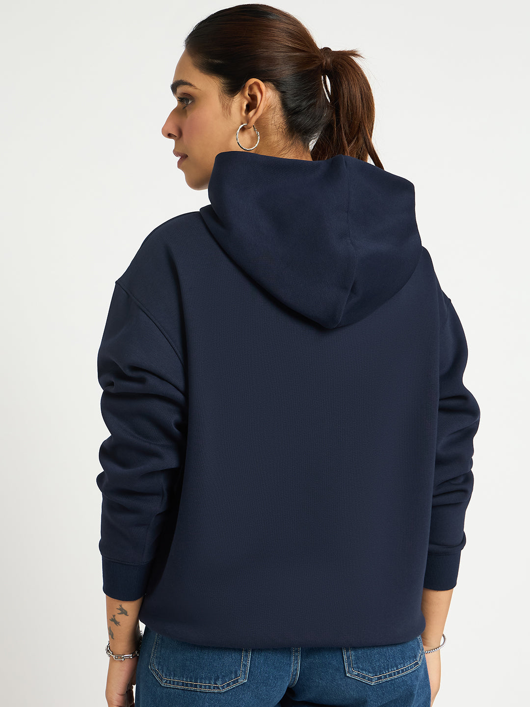 Navy Oversize Fleece Graphic Hoodie