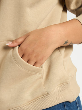 Beige Raglan Sleeve Fleece Graphic Hoodie