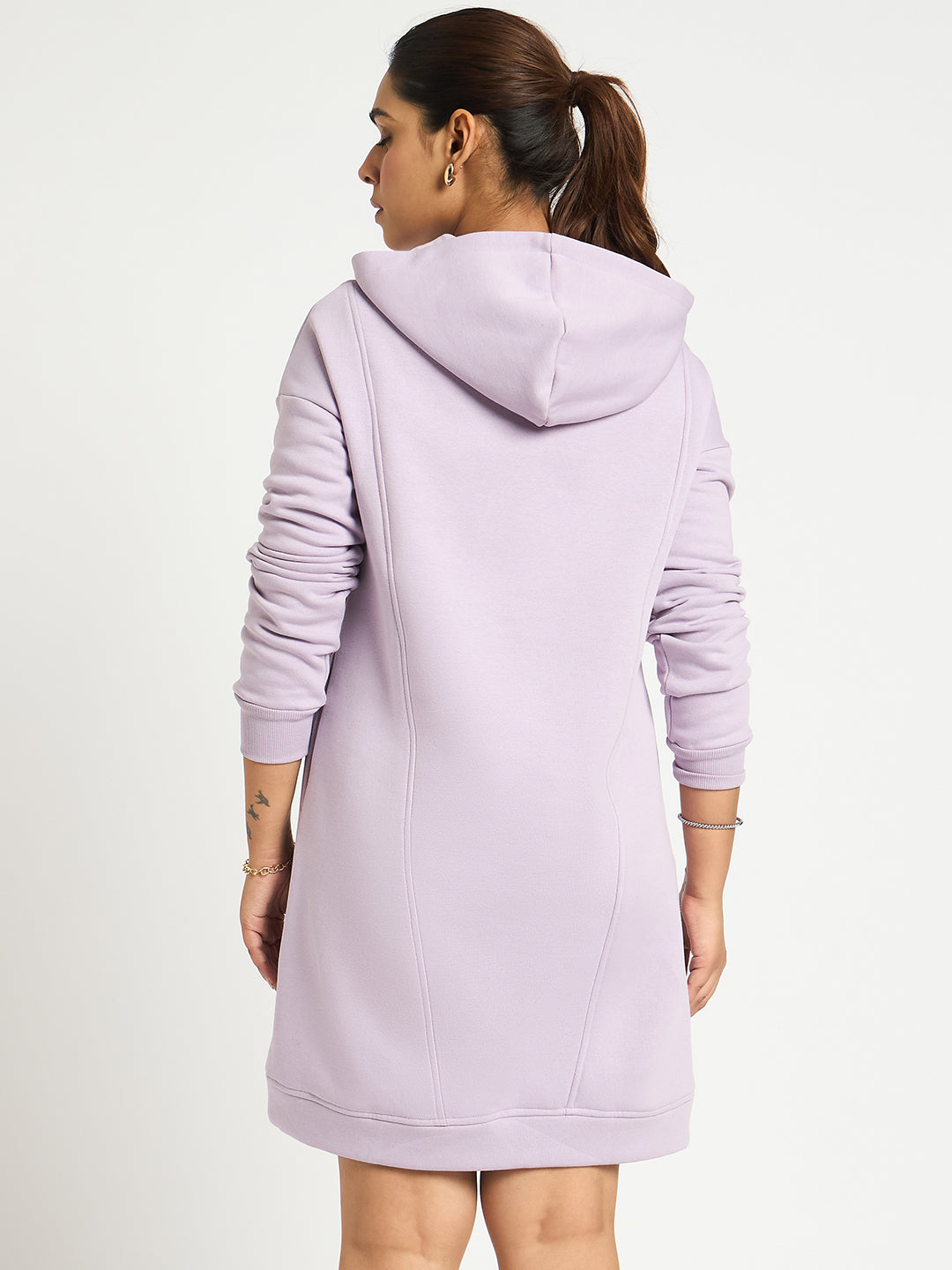 Lilac Fleece Hooded Sweatshirt Dress