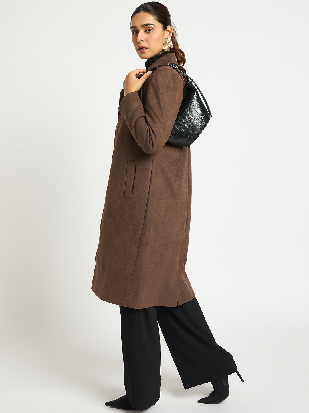 Brown Suede Long Coat