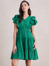 Green Ruffle Tiered Mini Dress