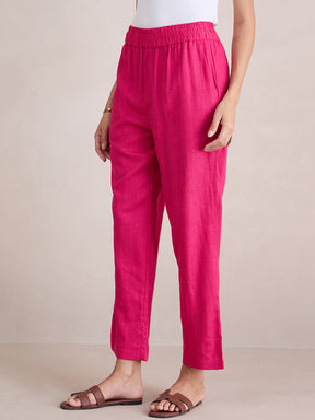 Pink Linen Blend Pant