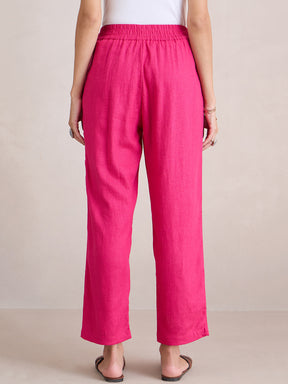 Pink Linen Blend Pant