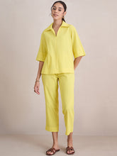 Yellow Seersucker V-Neck Co-Ord Set