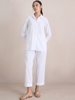 White Seersucker Shirt Co-Ord Set