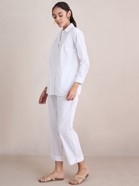 White Seersucker Shirt Co-Ord Set