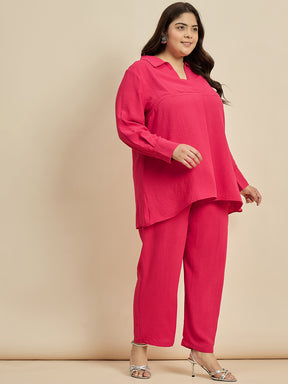 Hot Pink Yoke Detail Co-Ord Set