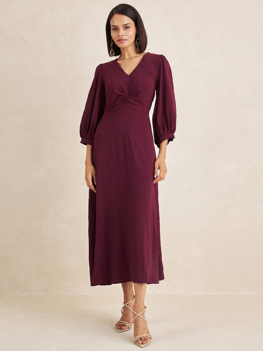 Twisted Dress Maxi Wine Front