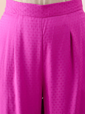 Fuchsia Pink Roll-Up Sleeves Tunic With Roll-Up Pant