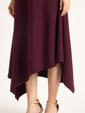 Wine Asymmetrical Maxi Dress