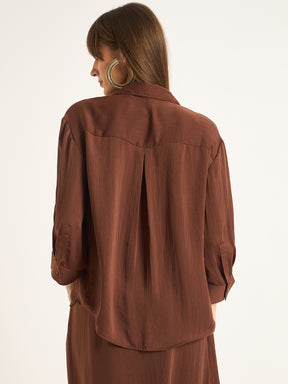 Coffee Brown Satin Shirt