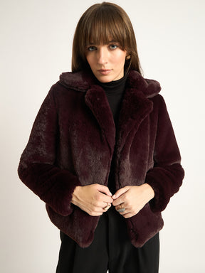 Wine Faux Fur Coat