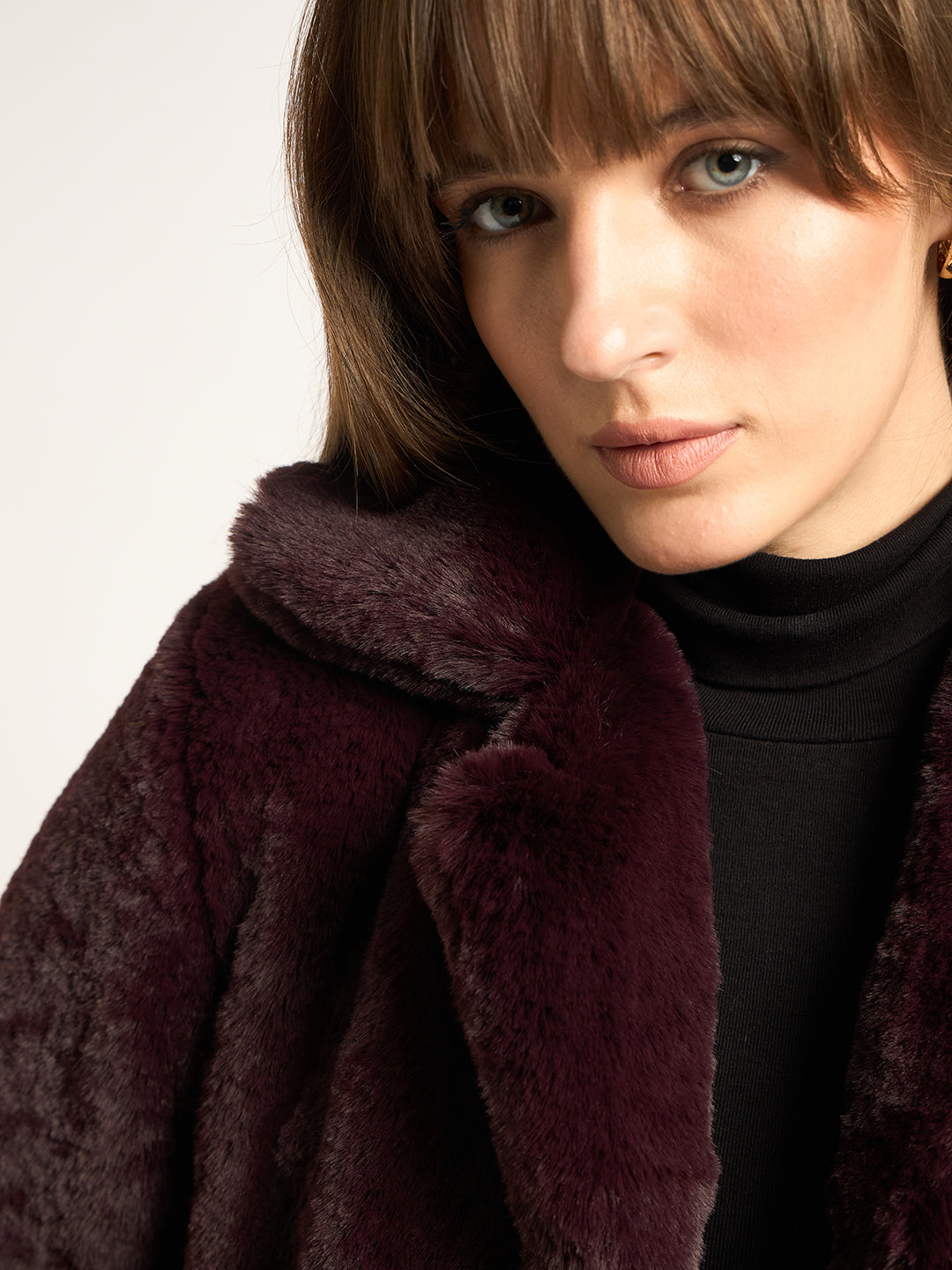 Wine Faux Fur Coat