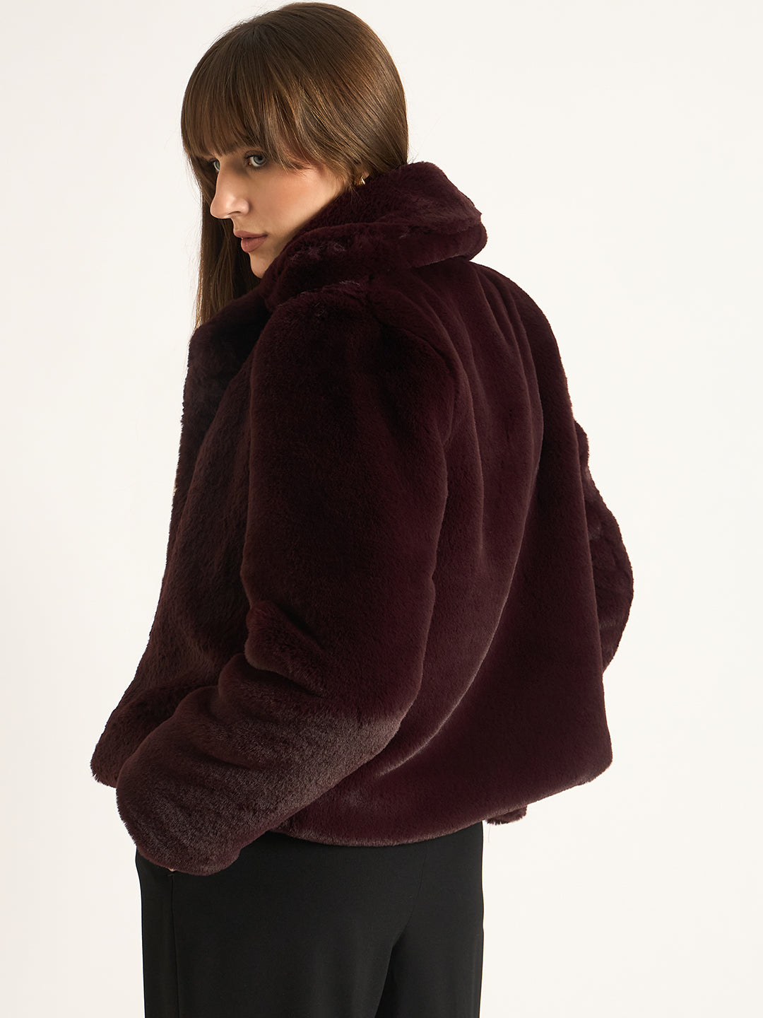 Wine Faux Fur Coat