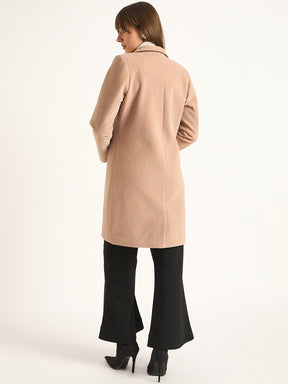 Biege Zip-Up Long Coat