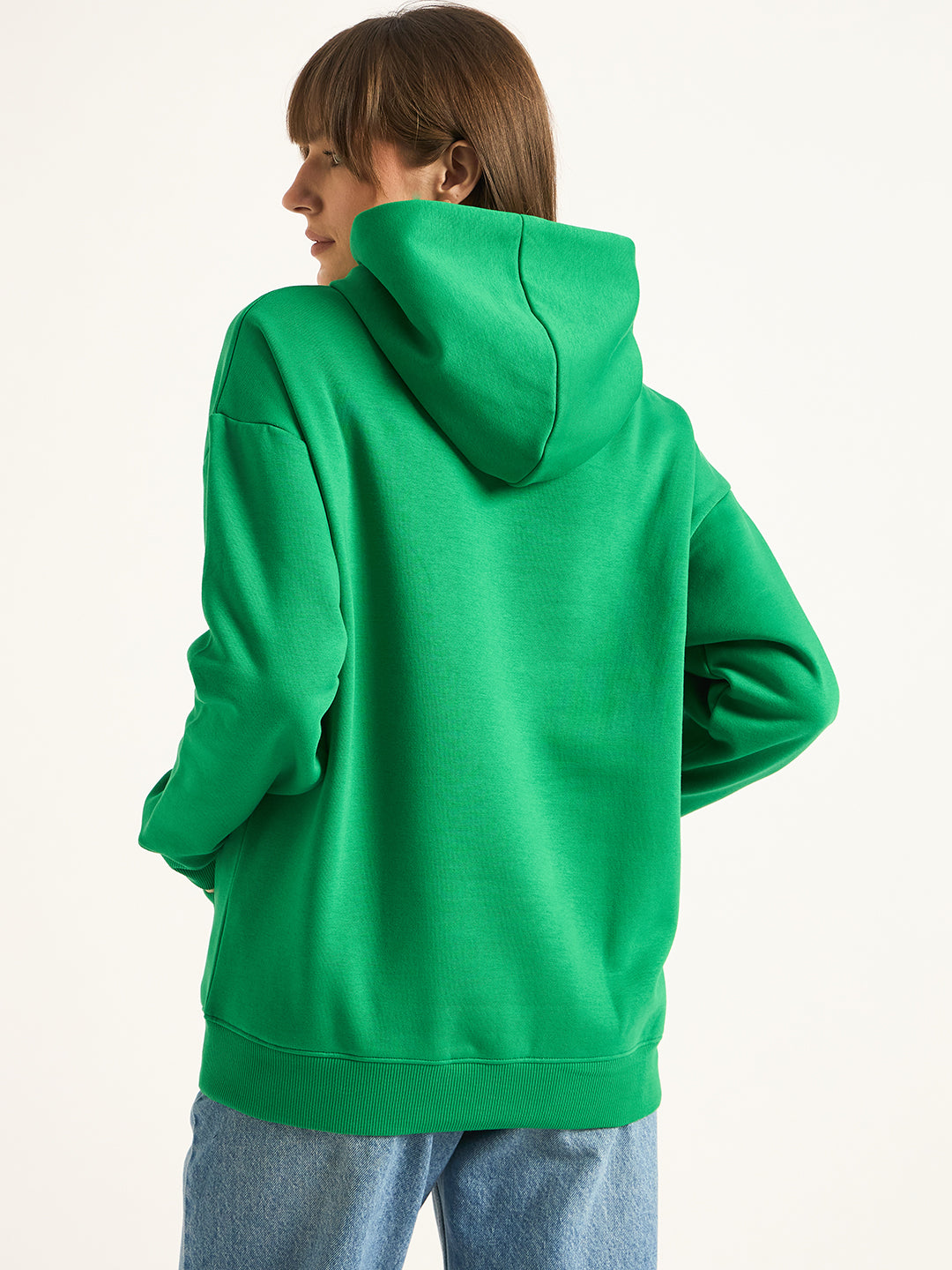 Green Oversize Fleece Graphic Hoodie