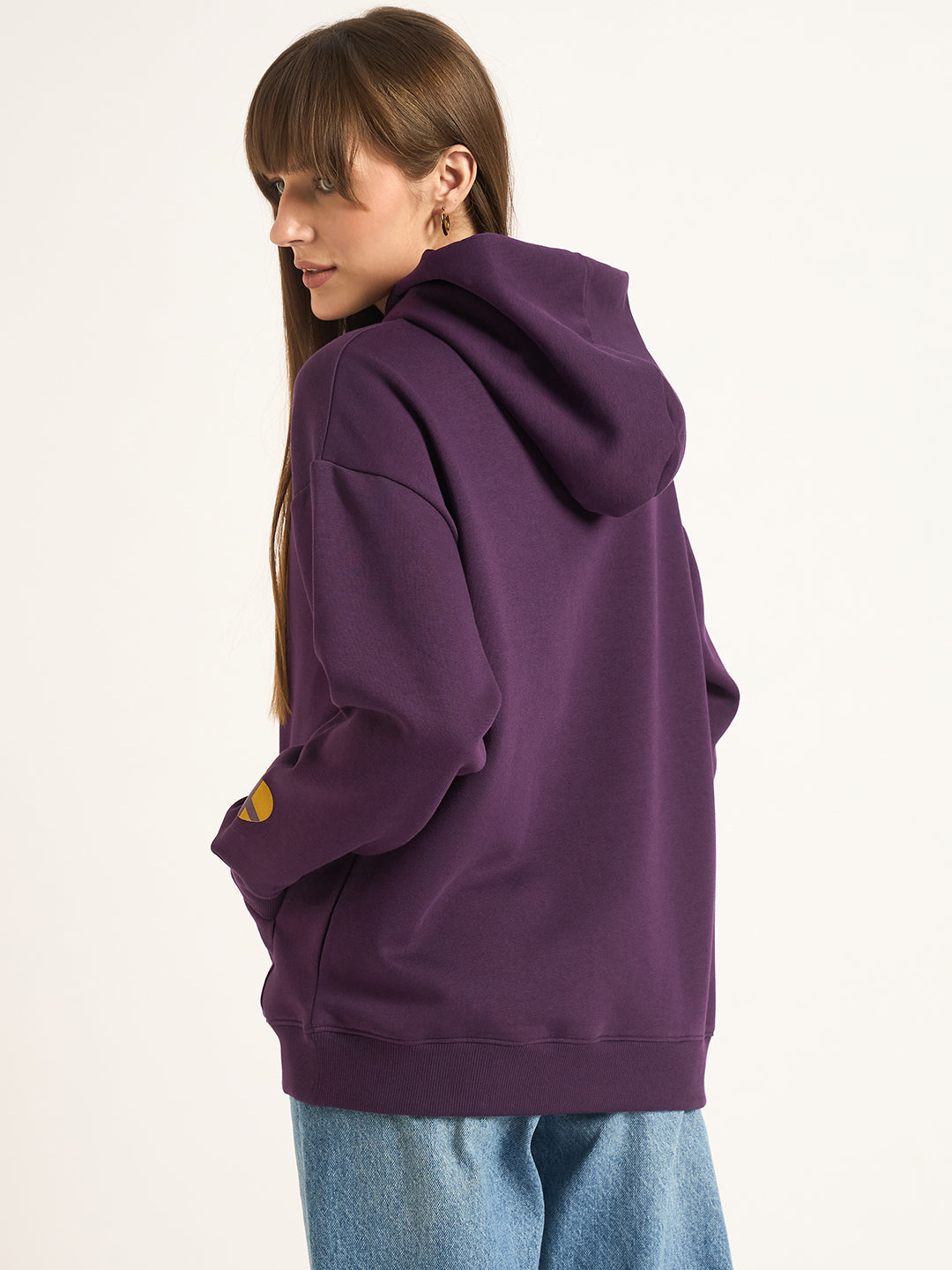 Deep Purple Oversize Fleece Graphic Hoodie