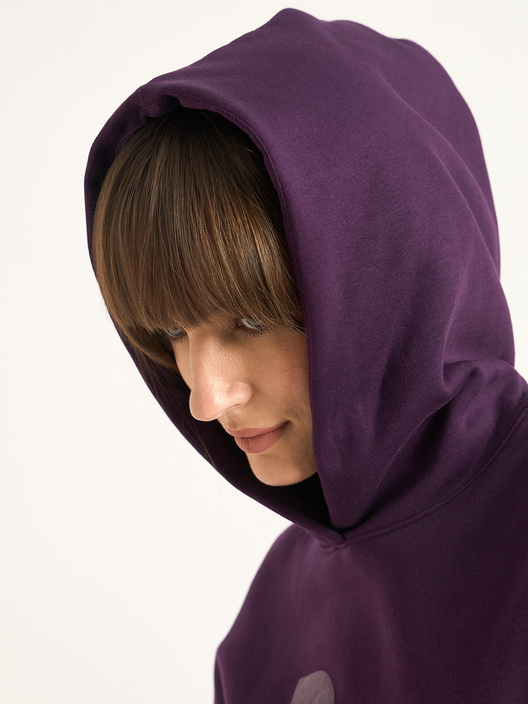 Deep Purple Oversize Fleece Graphic Hoodie