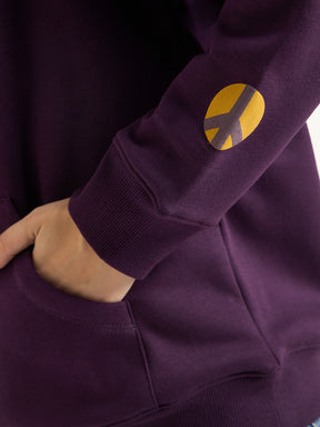 Deep Purple Oversize Fleece Graphic Hoodie