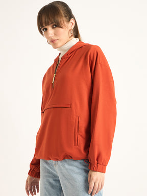 Rust Half Zip Up Terry Sweatshirt