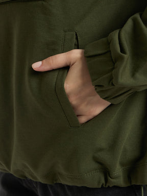 Olive Half Zip Up Terry Sweatshirt