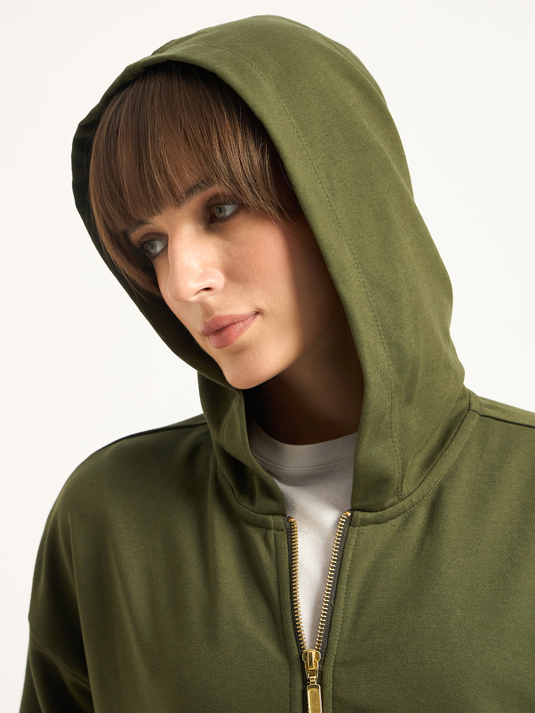 Olive Half Zip Up Terry Sweatshirt