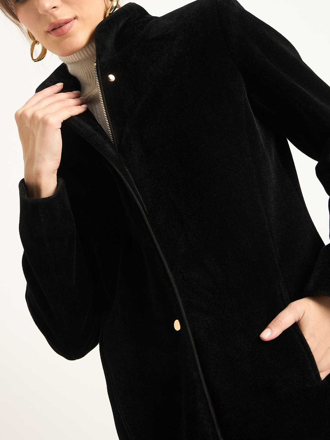 Black Zip-Up Long Coat