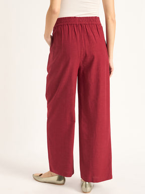 Cranberry Dual Button Detailing Straight Pant