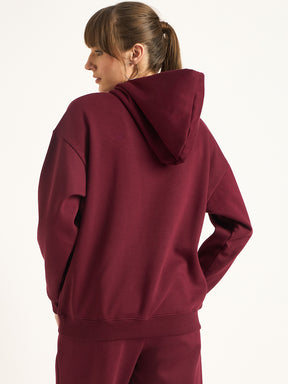 Wine Oversize Fleece Graphic Hoodie