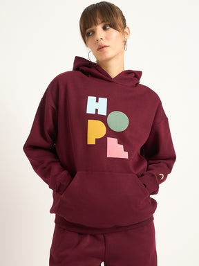 Wine Oversize Fleece Graphic Hoodie