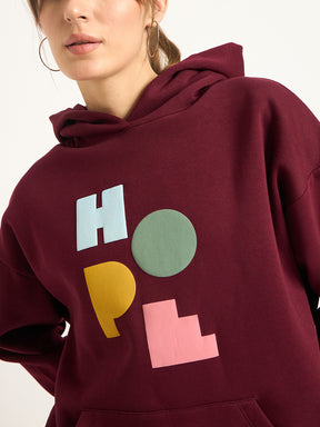 Wine Oversize Fleece Graphic Hoodie