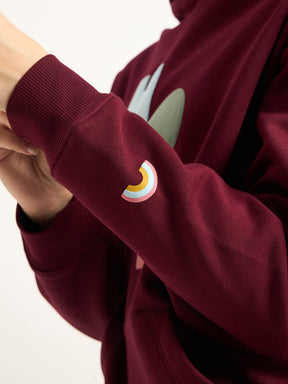 Wine Oversize Fleece Graphic Hoodie