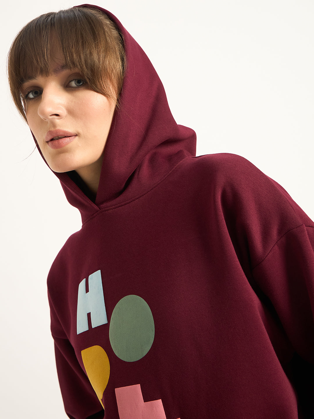 Wine Oversize Fleece Graphic Hoodie