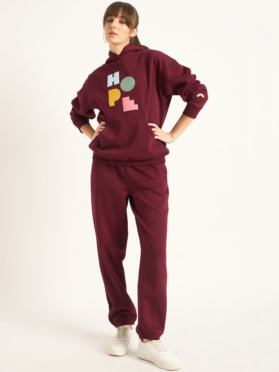 Wine Oversize Fleece Graphic Hoodie