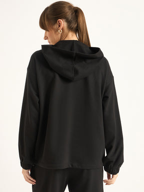 Black Half Zip Up Terry Sweatshirt