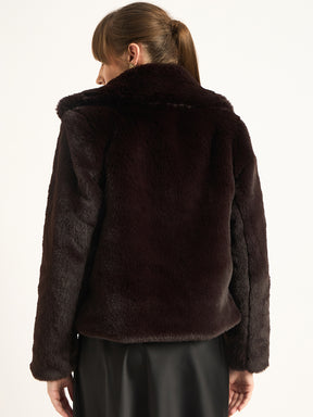 Coffee Brown Faux Fur Coat