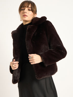 Coffee Brown Faux Fur Coat