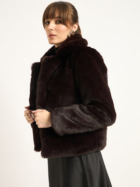 Coffee Brown Faux Fur Coat