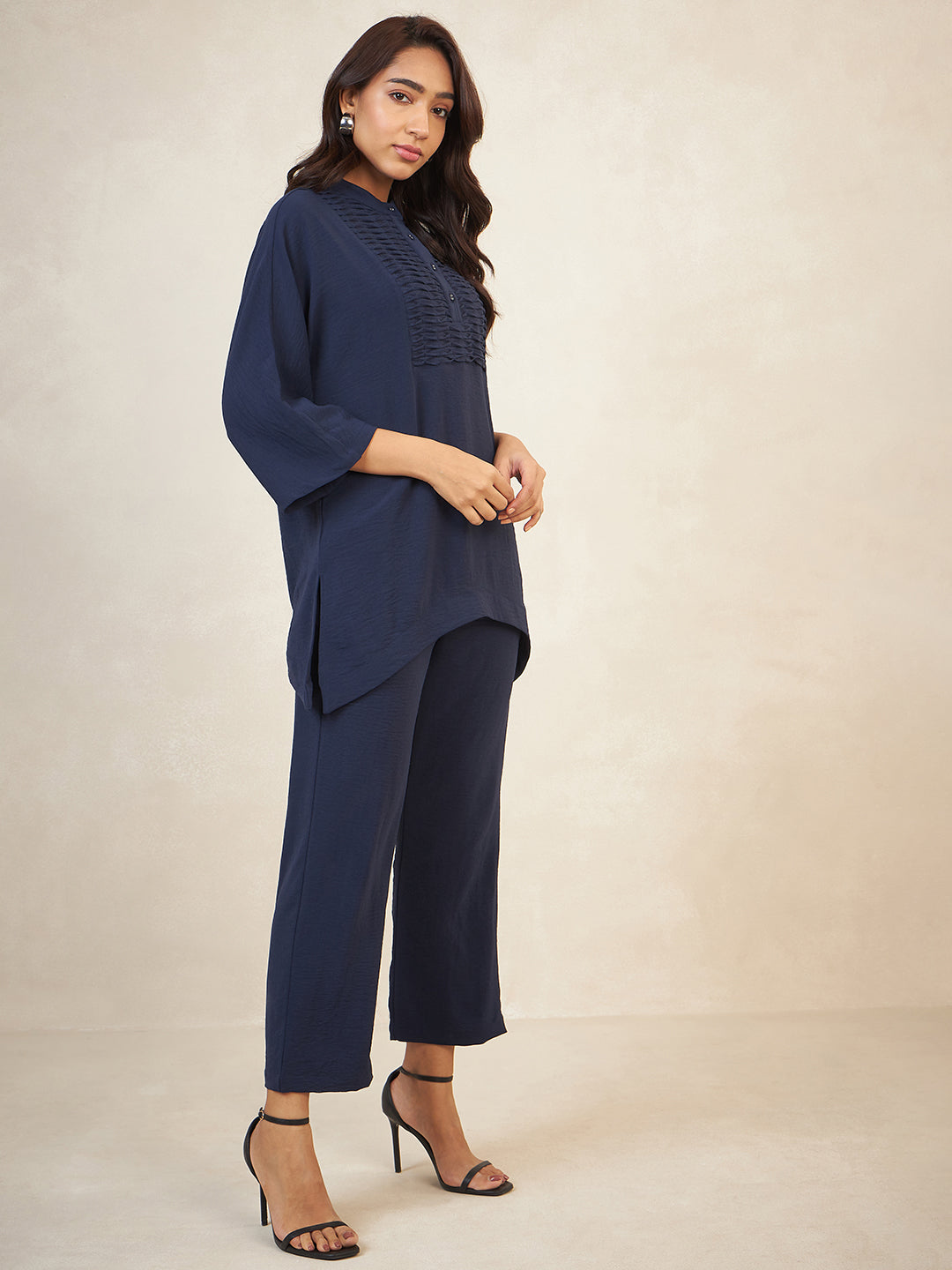 Navy Yoke Detail Co-Ord Set