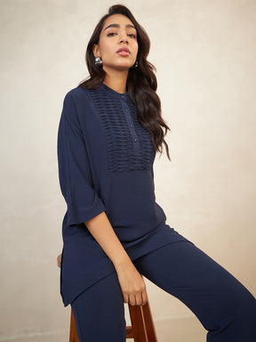 Navy Yoke Detail Co-Ord Set