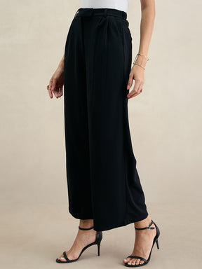 Black Flared Knit Trousers