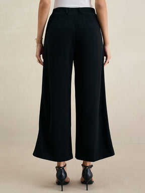 Black Flared Knit Trousers